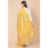Art silk yellow printed dupatta for women, length 2.25-2.50 mtr, suitable for casual occasions