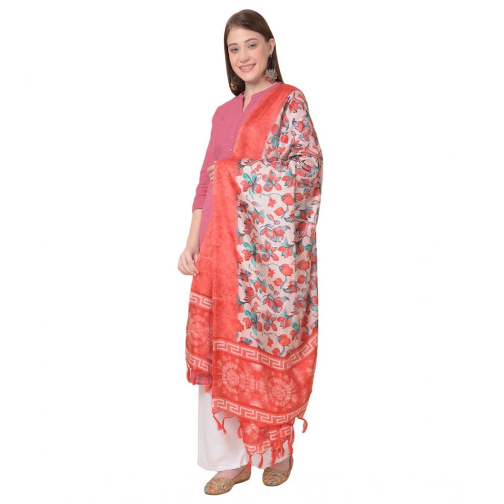 Red art silk printed dupatta, vibrant and elegant for casual occasions