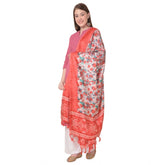 Red art silk printed dupatta, vibrant and elegant for casual occasions