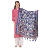 Blue art silk printed dupatta, vibrant design for casual occasions, length 2.25-2.50m