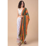 Multicolor Chanderi printed dupatta for women, length 2.25-2.50m, suitable for casual occasions