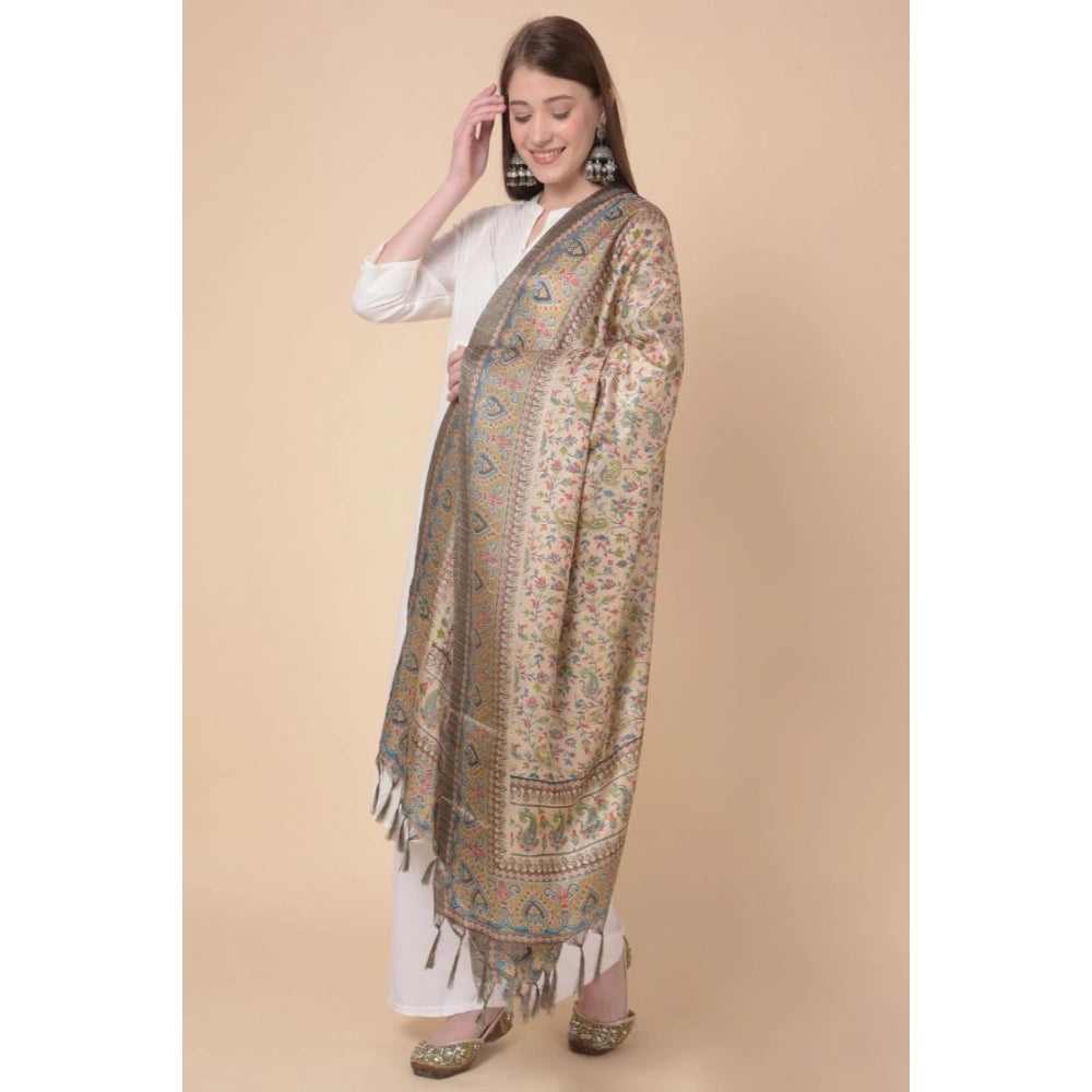 Light brown art silk printed dupatta for casual occasions, vibrant patterns, 2.25-2.50m length