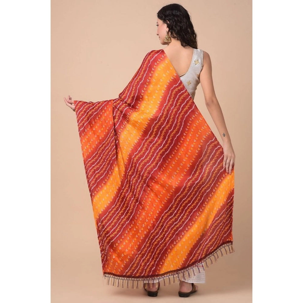 Multicolor Chanderi printed dupatta for women, length 2.25-2.50mtr suitable for casual occasions