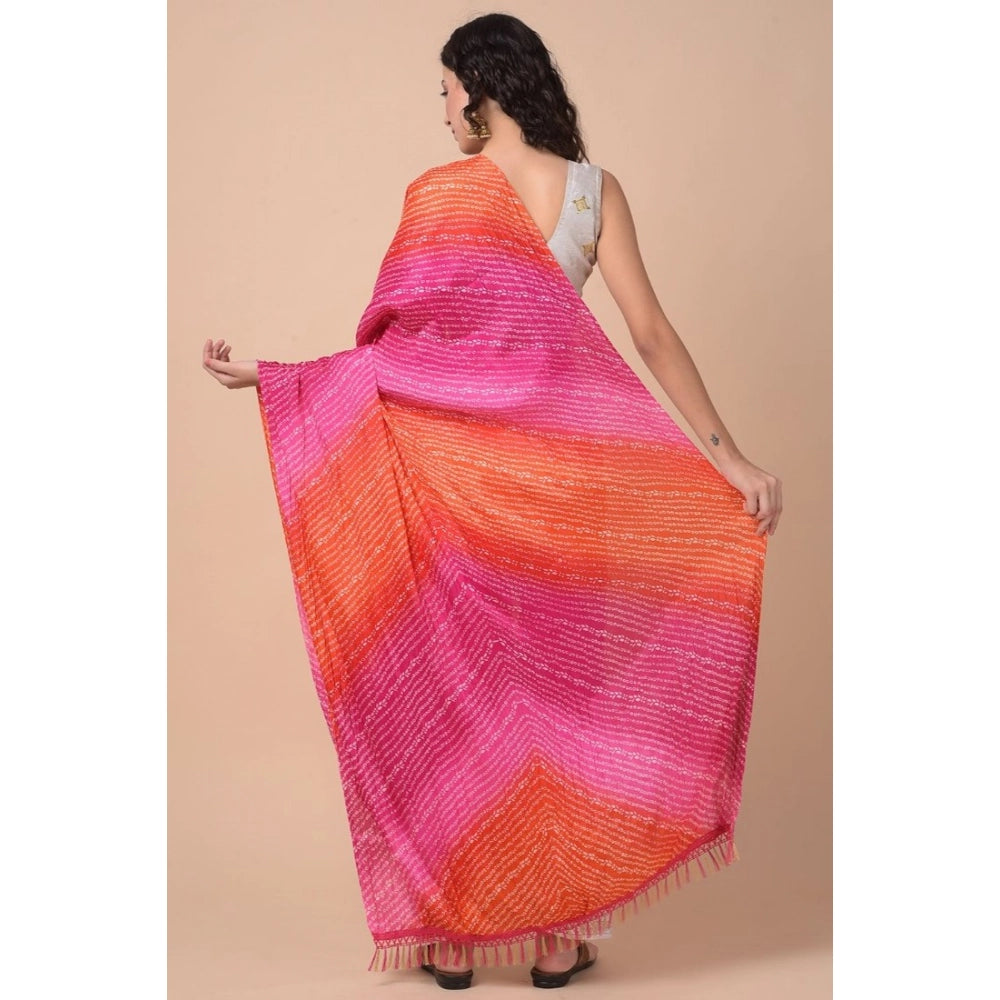 Multicolor Chanderi printed dupatta for women, length 2.25-2.50m, suitable for casual occasions