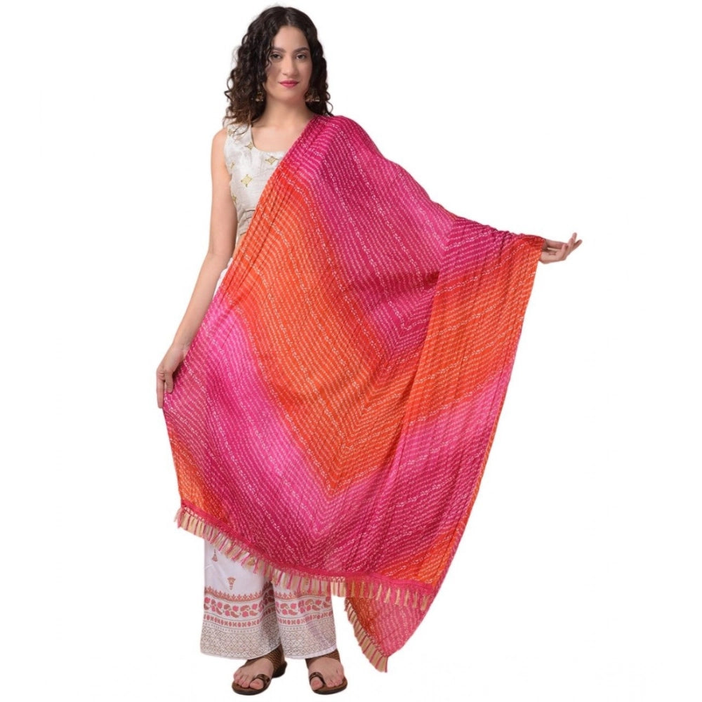 Multicolor Chanderi printed dupatta for women, length 2.25-2.50m suitable for casual occasions