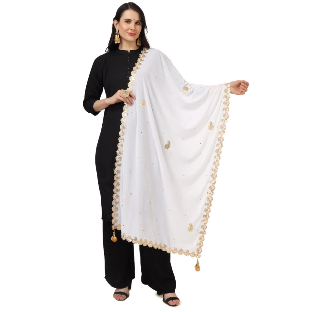 White velvet Gotta Patti dupatta for festive occasions, 2.25-2.50m length