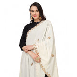 Off-white velvet Gotta Patti dupatta for women's festive wear, 2.25 to 2.50 mtr length