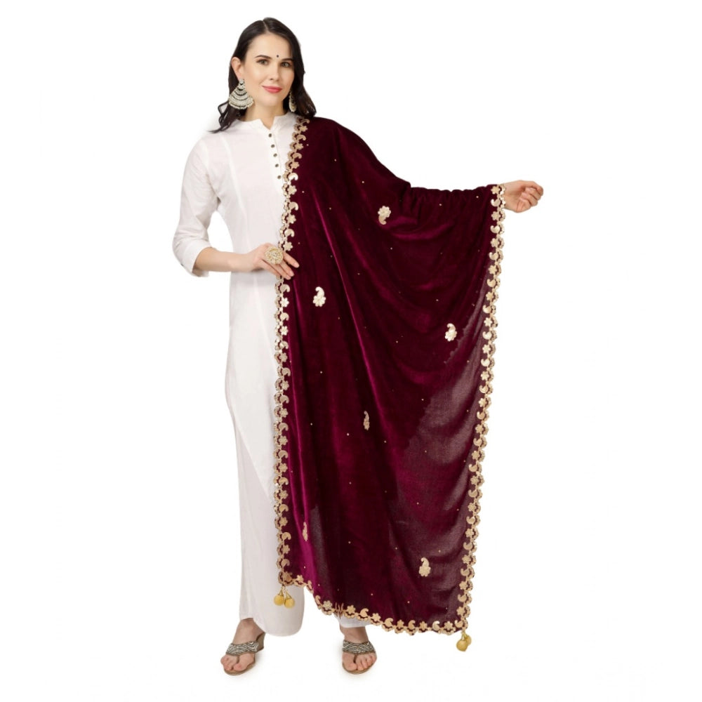Purple velvet Gotta Patti dupatta (2.25-2.50m), festive women's wear accessory