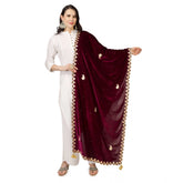 Purple velvet Gotta Patti dupatta (2.25-2.50m), festive women's wear accessory