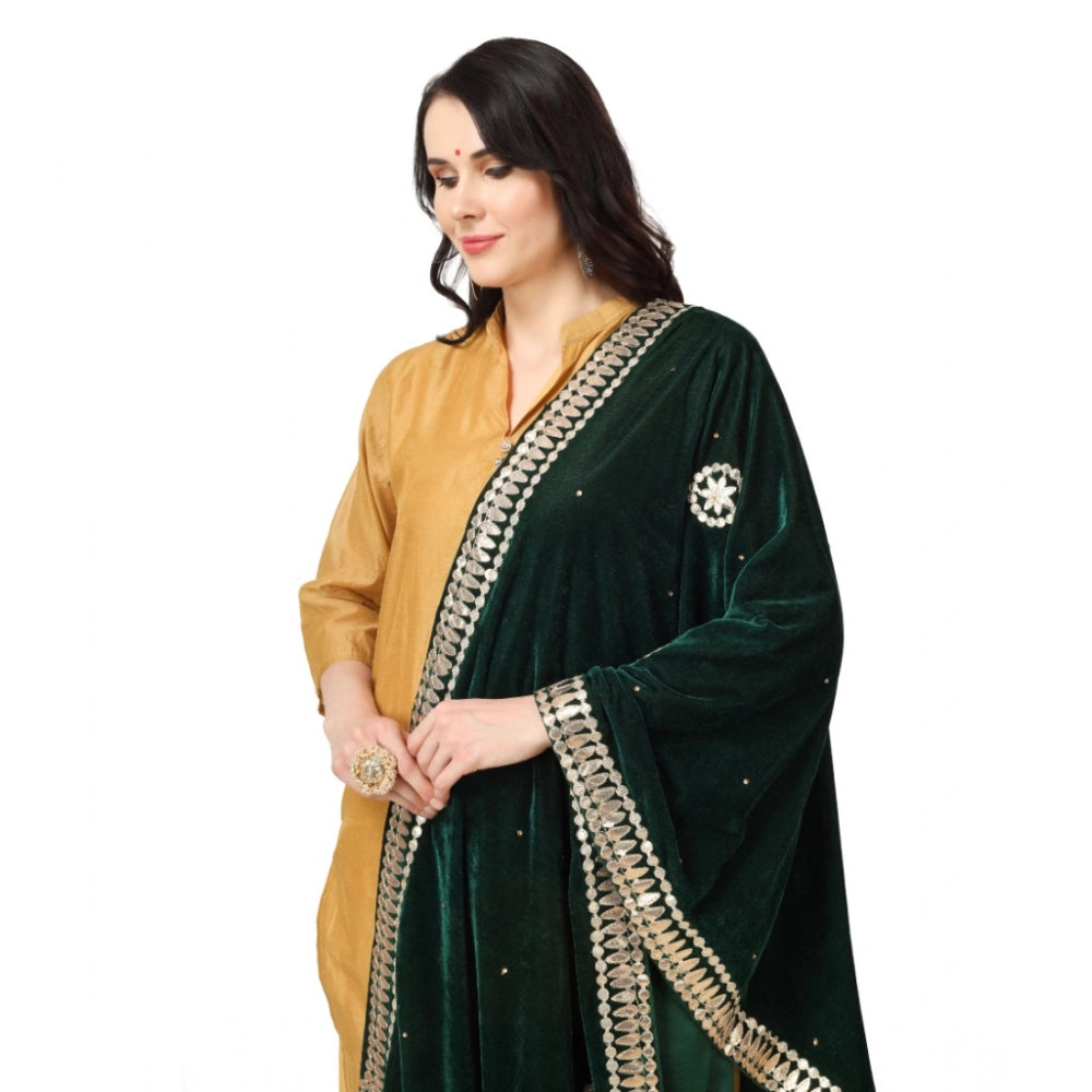 Green velvet Gotta Patti dupatta for festive occasions, length 2.25-2.50mtrs