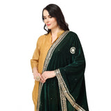 Green velvet Gotta Patti dupatta for festive occasions, length 2.25-2.50mtrs
