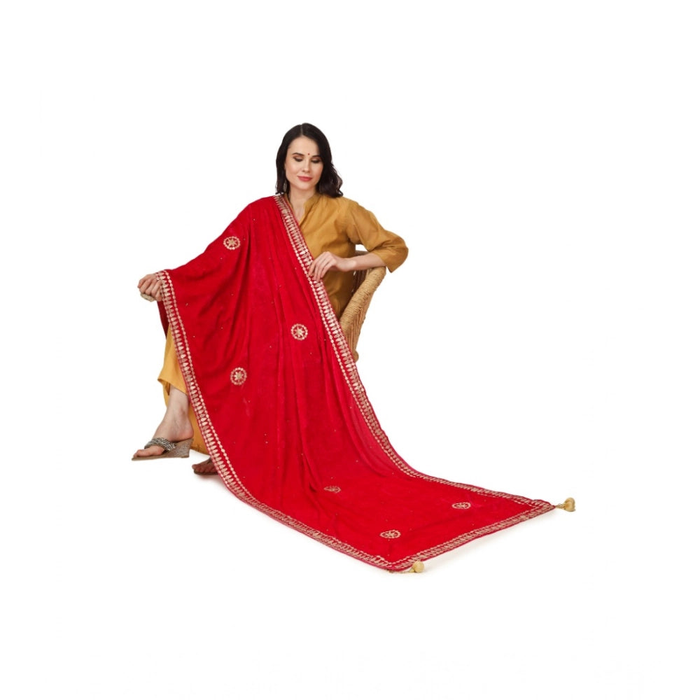 Pink velvet Gotta Patti dupatta (2.25-2.50mtr), festive women's wear for special occasions