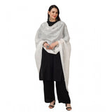 White cotton embroidered dupatta for festivals, 2.25-2.50m length