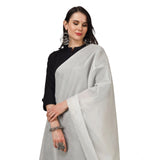 White Chanderi Solid Dupatta for women festivals, 2.25-2.50m length on mannequin