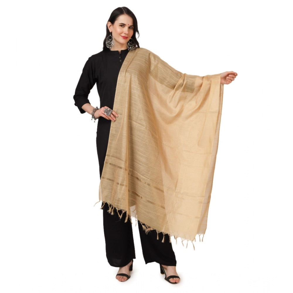 Gold Chanderi solid dupatta for festive occasions, length 2.25-2.50mtr