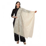 Off-white cotton embroidered dupatta for festive occasions, 2.25-2.50 mtr length