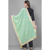 Sea Green Velvet Gotta Patti Dupatta for festive occasions, length 2.25-2.50 mtrs