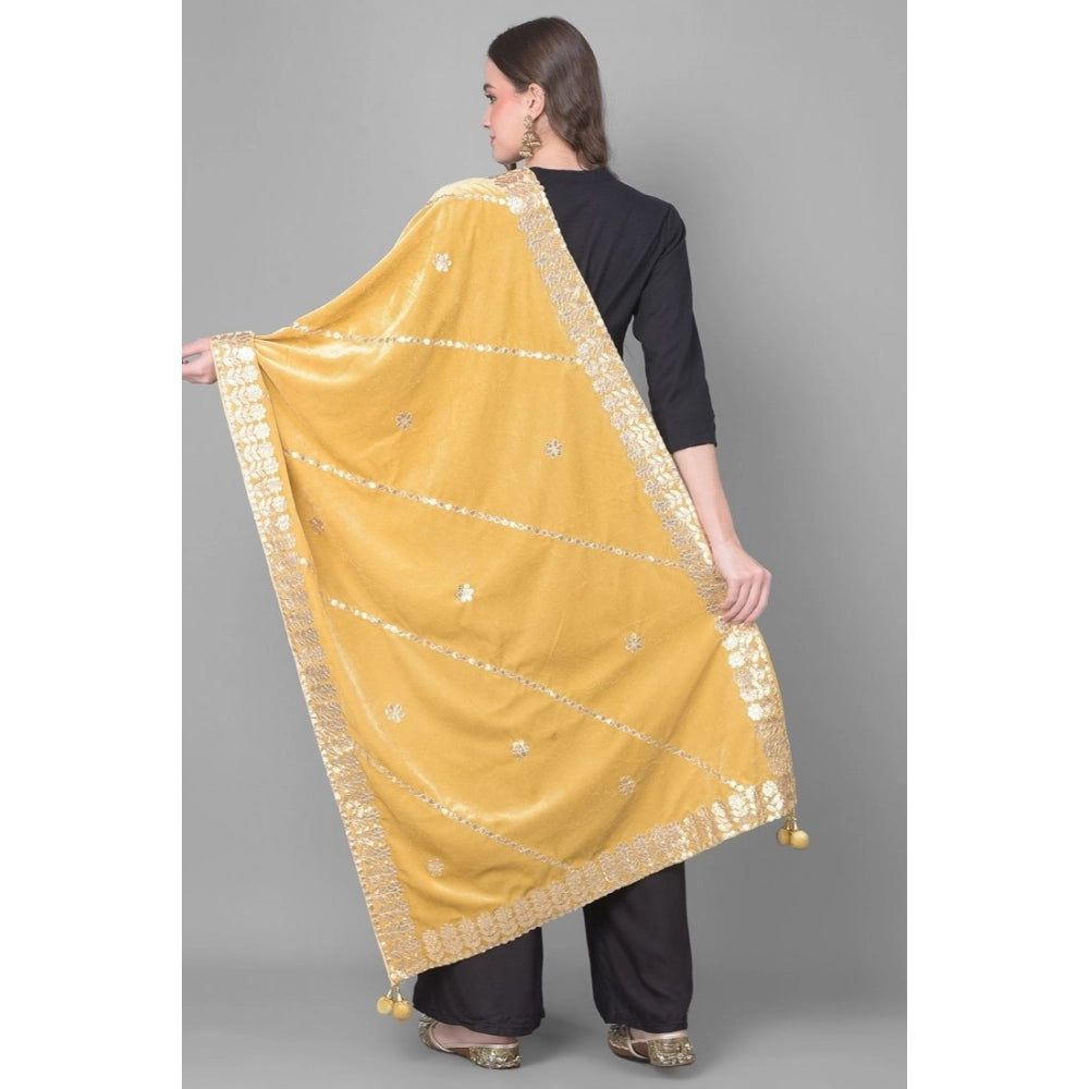 Gold velvet Gotta Patti dupatta for women, festive occasion wear, 2.25-2.50 mtr length