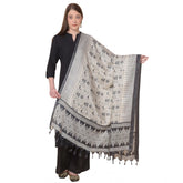 Art silk printed black dupatta for women's casual wear, 2.25-2.50m length, vibrant pattern detail