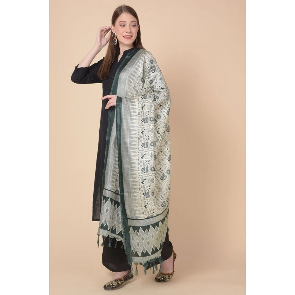 Art silk grey printed dupatta for women, length 2.25-2.50 mtr, suitable for casual occasions