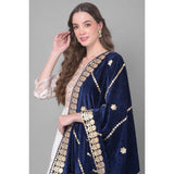 Women's Velvet Gotta Patti Dupatta (Navy, Length: 2.25 to 2.50 Mtr)