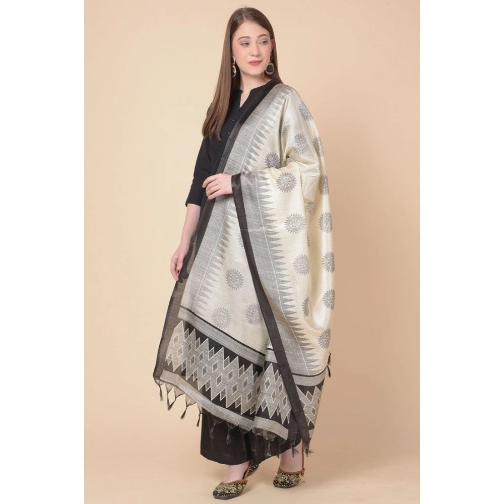 Art silk printed black dupatta, elegant women's accessory for casual occasions, length 2.25-2.50mtr