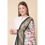Art silk printed black dupatta for women's casual wear, length 2.25-2.50mtr