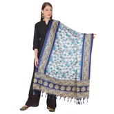 Art silk printed blue dupatta, vibrant design for casual wear, length 2.25-2.50mtr