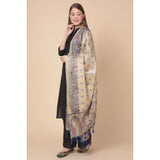 Art silk printed gold dupatta for women, casual occasion, length 2.25-2.50mtr