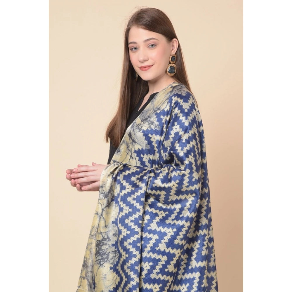 Blue art silk printed dupatta for casual occasions, length 2.25-2.50mtr, women's traditional Indian wear