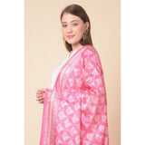 Art silk printed pink dupatta (2.25-2.50 mtr), vibrant design for casual wear by women