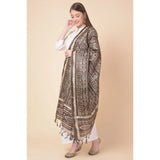 Brown art silk printed dupatta for casual occasions, length 2.25-2.50 mtr on clothing rack