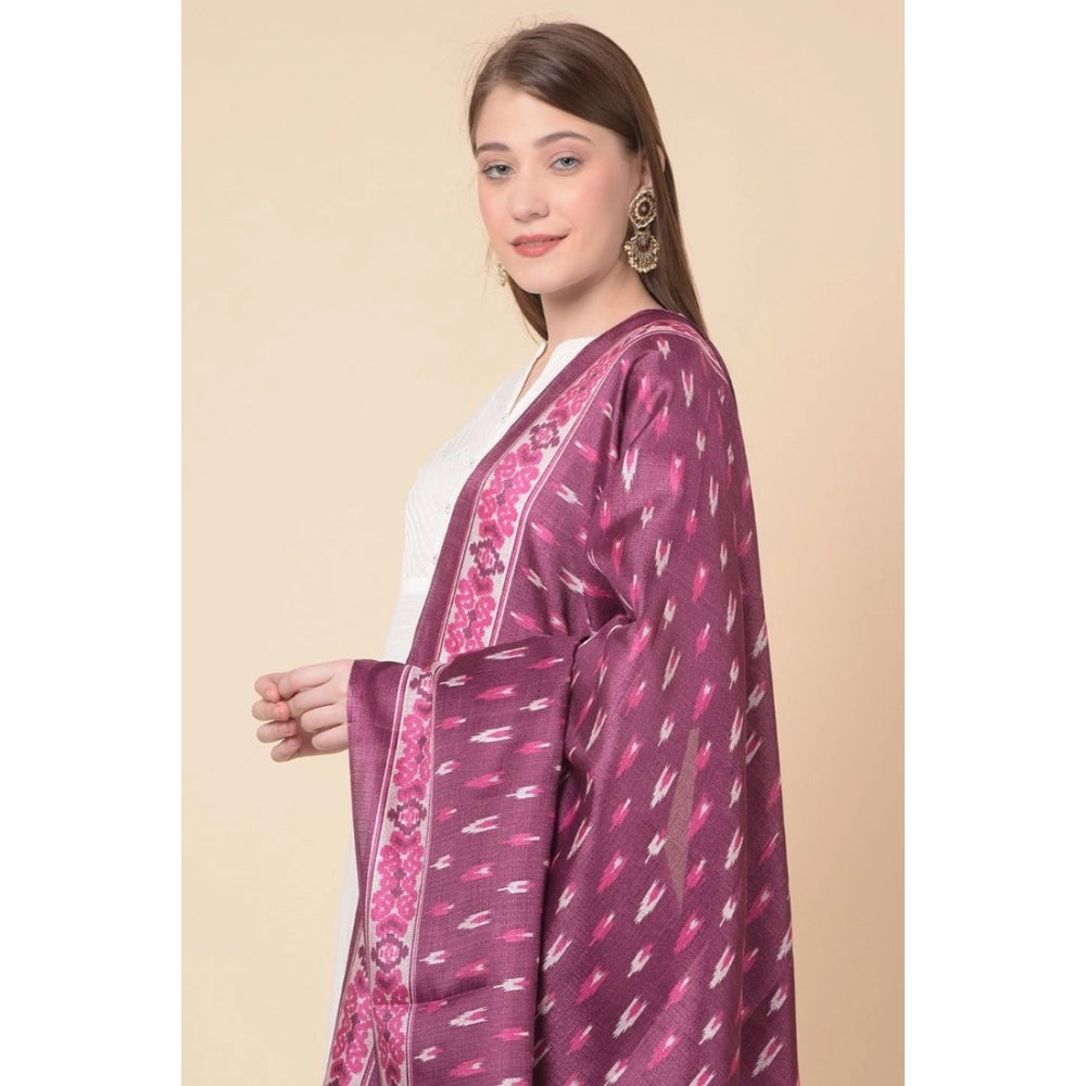 Art silk printed purple dupatta for casual wear, length 2.25 to 2.50 mtr