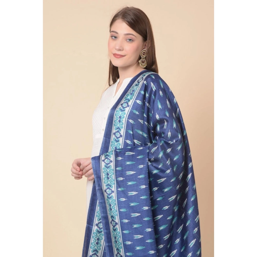 Blue Art Silk Printed Dupatta, 2.25-2.50m, women's casual wear accessory