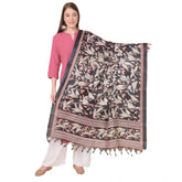 Art silk printed black dupatta for women, length 2.25-2.50m, suitable for casual occasions