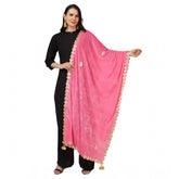Pink velvet Gotta Patti Dupatta for women's festive wear, 2.25-2.50m length