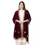 Purple velvet Gotta Patti dupatta, festive women's clothing accessory, 2.25-2.50m length