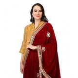 Maroon velvet Gotta Patti dupatta, festive women's wear, 2.25-2.50 mtr length