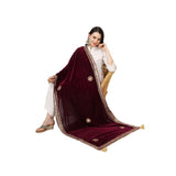 Purple velvet Gotta Patti dupatta, festive women's wear accessory (2.25-2.50m)