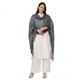 Grey cotton embroidered dupatta for festive occasions, length 2.25-2.50mtr
