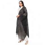 Women's Cotton Embroidered Dupatta (Black, Length: 2.25 to 2.50 Mtr)