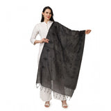 Women's Cotton Embroidered Dupatta (Black, Length: 2.25 to 2.50 Mtr)