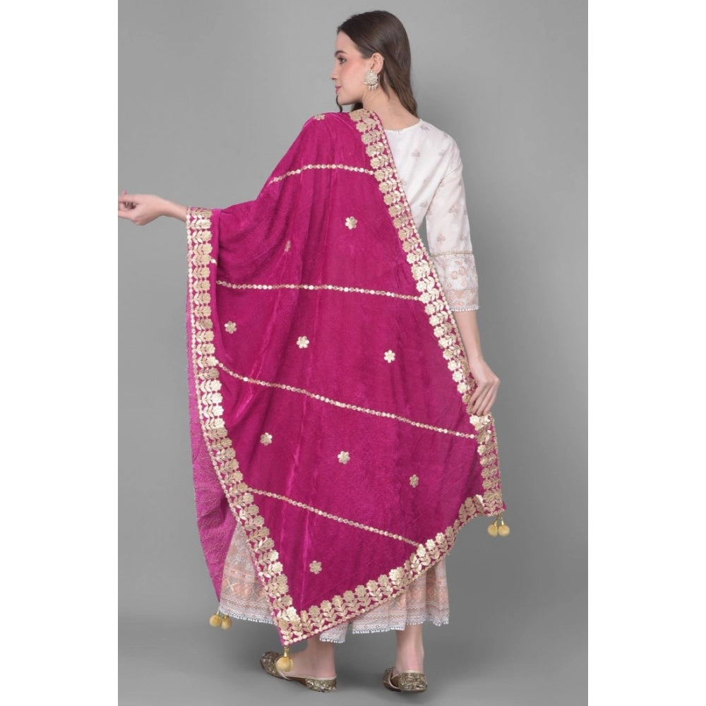 Purple velvet Gotta Patti dupatta for women's festive wear, length 2.25-2.50 mtr