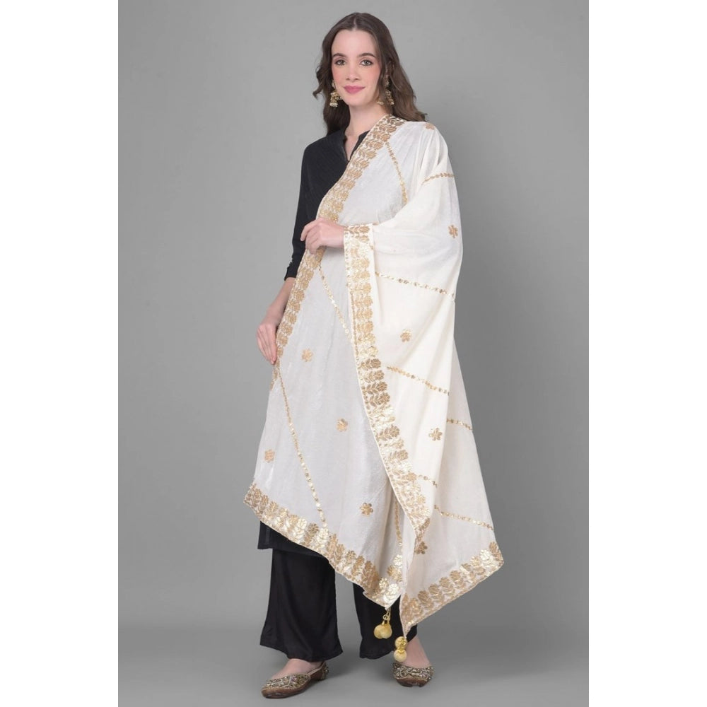 White velvet Gotta Patti dupatta for festive occasions, length 2.25-2.50mtr