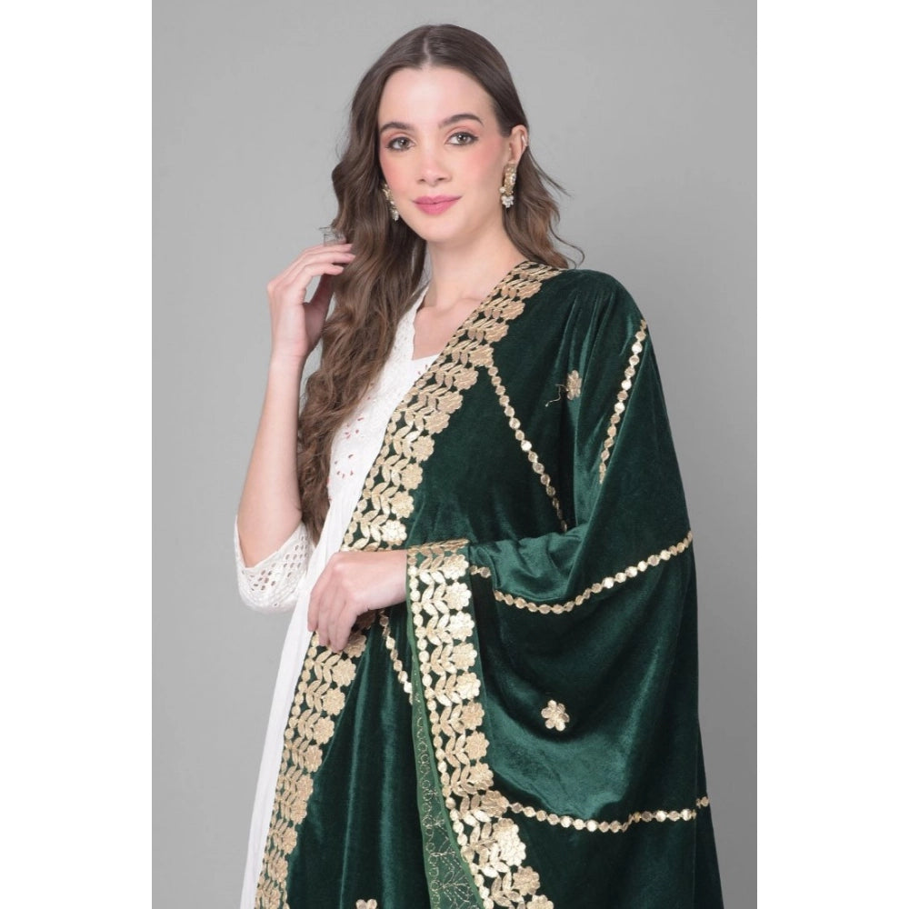 Green velvet Gotta Patti dupatta for festive occasions, length 2.25-2.50mtr