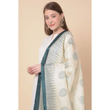 Women's Art Silk Printed Dupatta (Grey, Length: 2.25 to 2.50 Mtr)