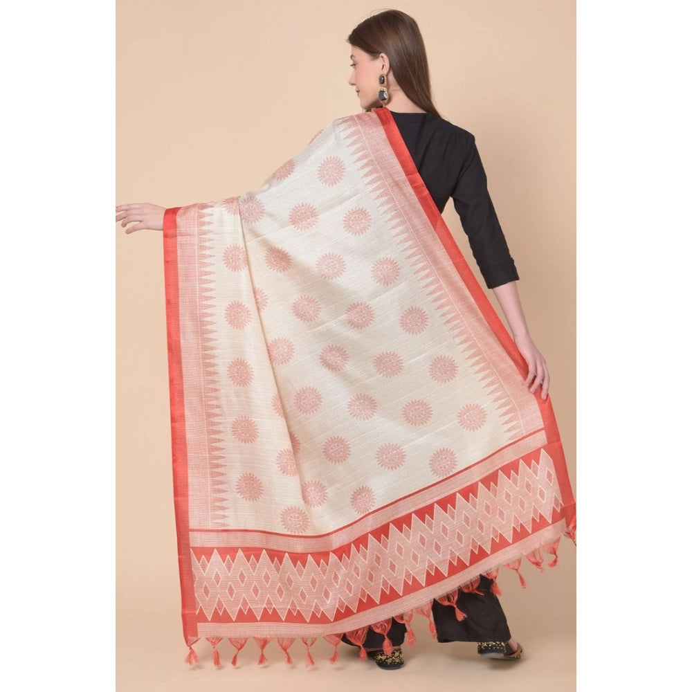 Red art silk printed dupatta (2.25-2.50m), versatile women's fashion accessory for casual occasions