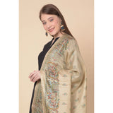 Gold art silk printed dupatta, vibrant design, women's casual wear accessory (2.25 - 2.50 mtr)