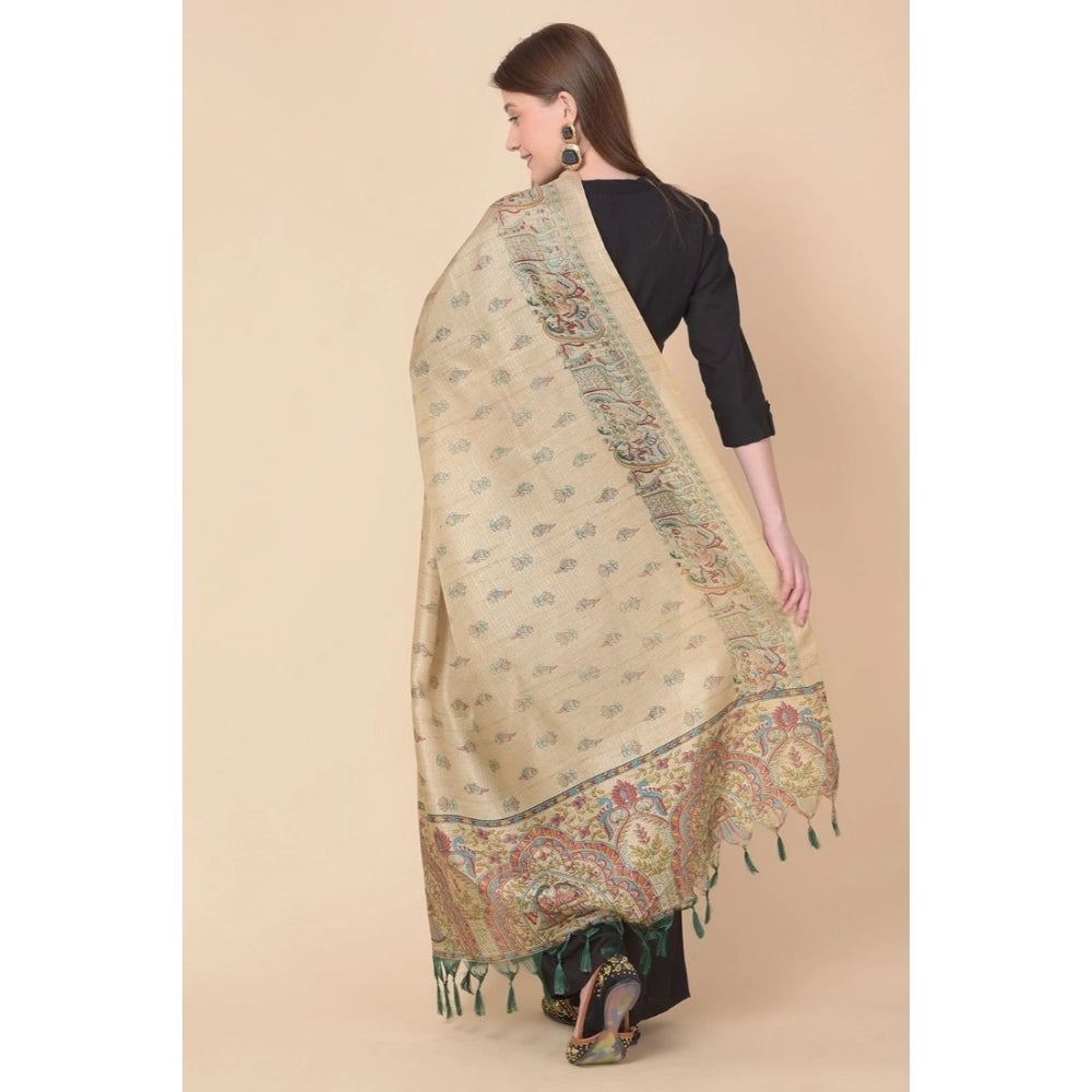 Gold art silk printed dupatta for women, casual occasion wear with length ranging from 2.25 to 2.50 mtr
