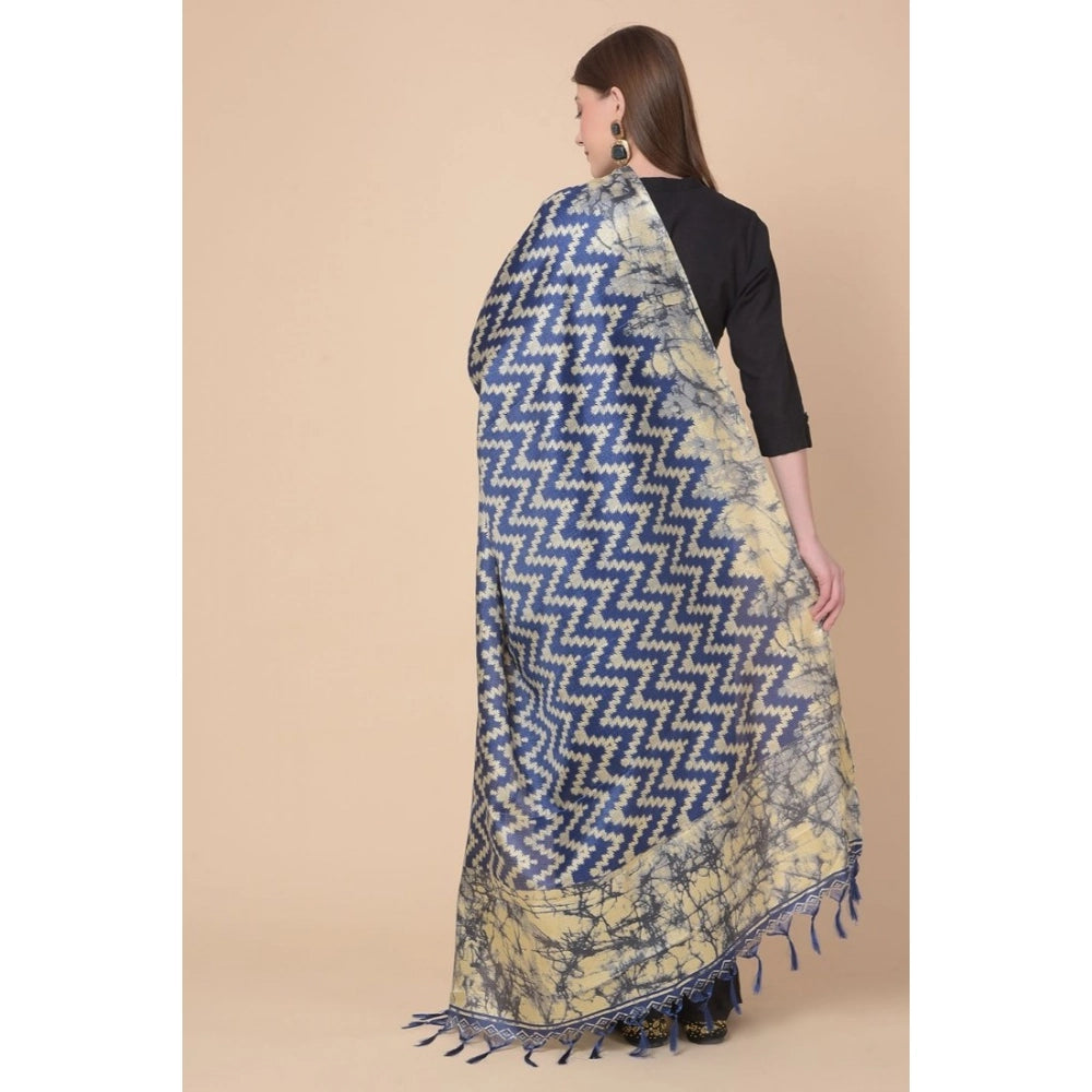 Art silk printed blue dupatta, vibrant pattern for casual occasions, length 2.25-2.50mtr